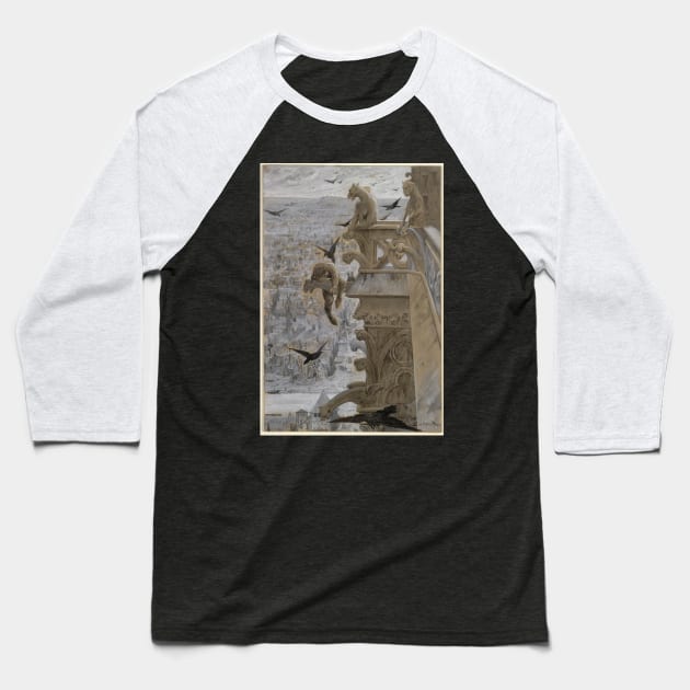 Rediscovered Art: Notre Dame de Paris Baseball T-Shirt by Ofeefee